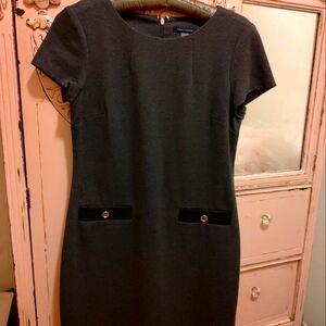 Tommy Hilfiger plain classic grey dress with black fough pockets.